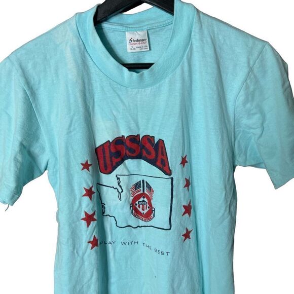 VTG 80s Softball T Shirt USA Medium - Picture 2 of 4